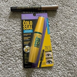 New maybelliene Colossal mascara in black and eye tattoo shadow stick in gold